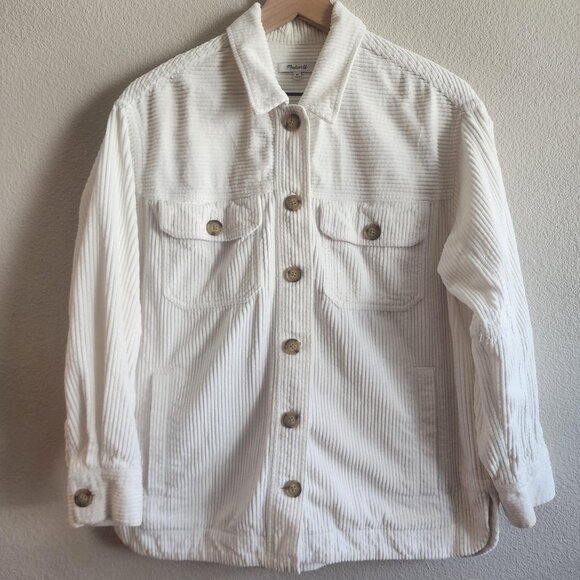 Madewell Jackets & Blazers - Madewell Jacket Womens XS White Corduroy Button Front Utility Shacket Do Well